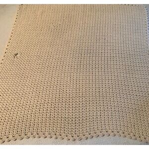 Handmade Knit Blanket‎ Throw Cream Color Fair Condition
